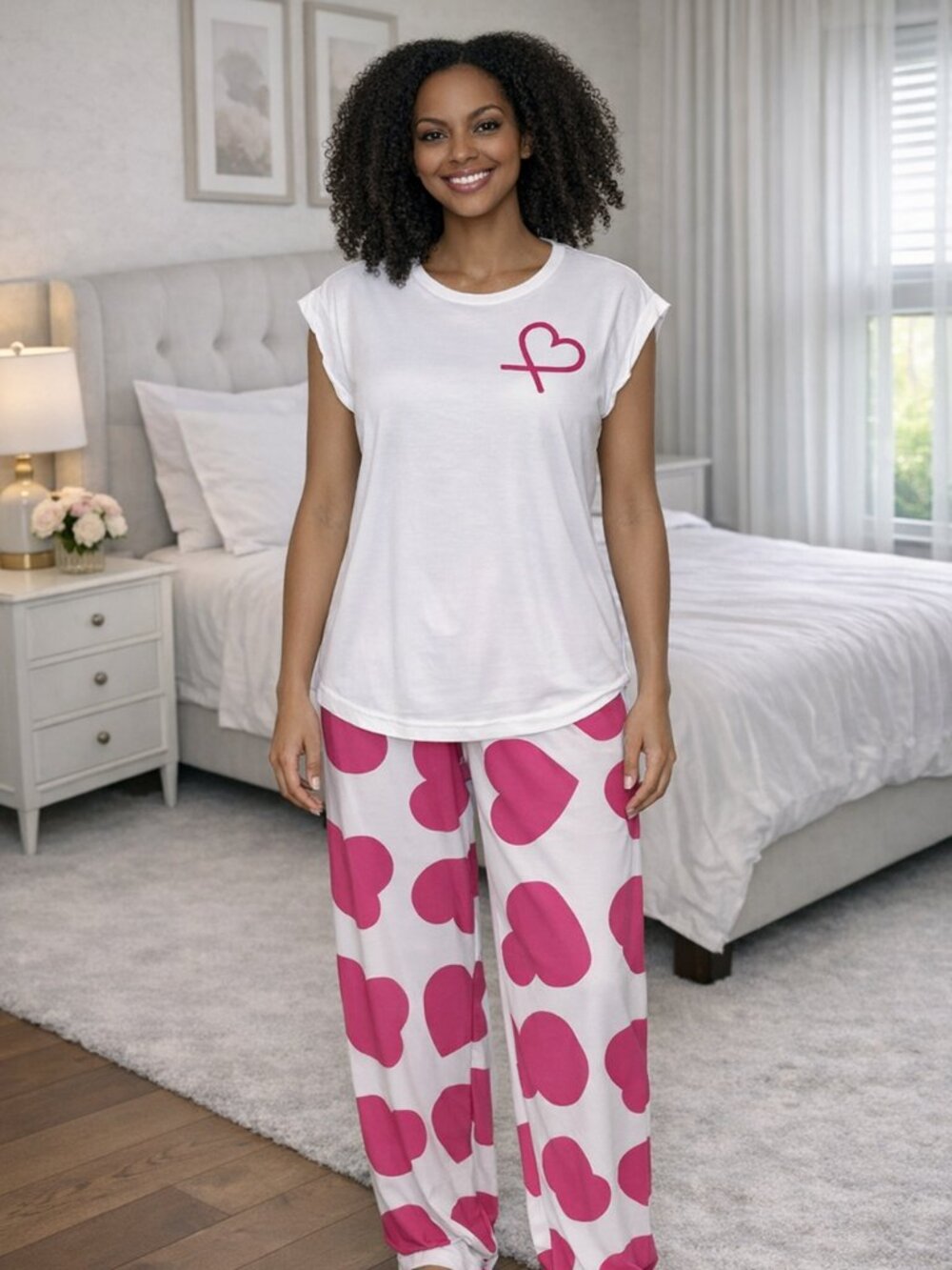 Cherie Bliss White and Pink Heart Pajama Set (C22)